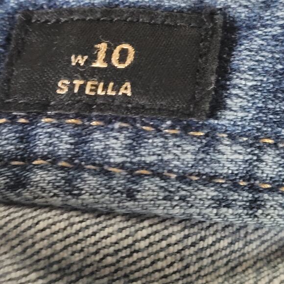 Express X2 Denim Crop Capri Jeans W10 Stella Size 4 Embroidered Crown - Picture 3 of 6